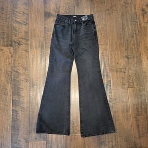 NWT 70s Flare Wide Leg Black Dark Denim Express Jeans